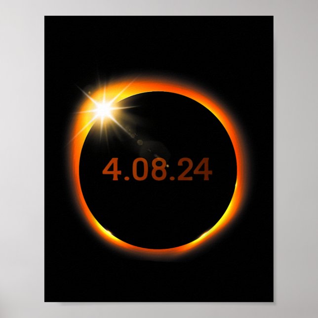 Poster 2024 Solar Eclipse Américain Totality Spring 4.08. (Devant)