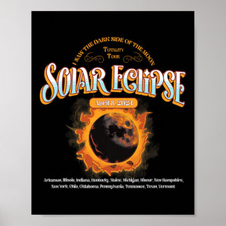 Poster 2024 Total Éclipse Solaire 8 Avril Chemin De L'Écl