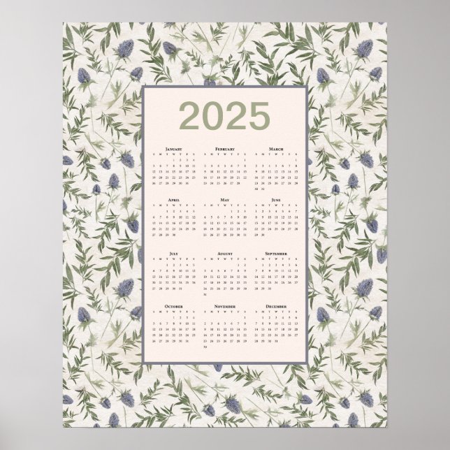 Poster 2025 Chardon Calendrier de l'année complète (Devant)