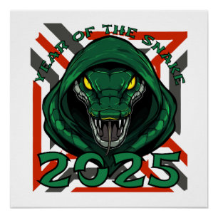 Poster 2025 YEAR OF THE SNAKE chinois nouvelle année cade