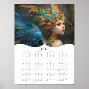 Poster 2026 Angel Fairy Imaginaire Art Calendrier de l'an