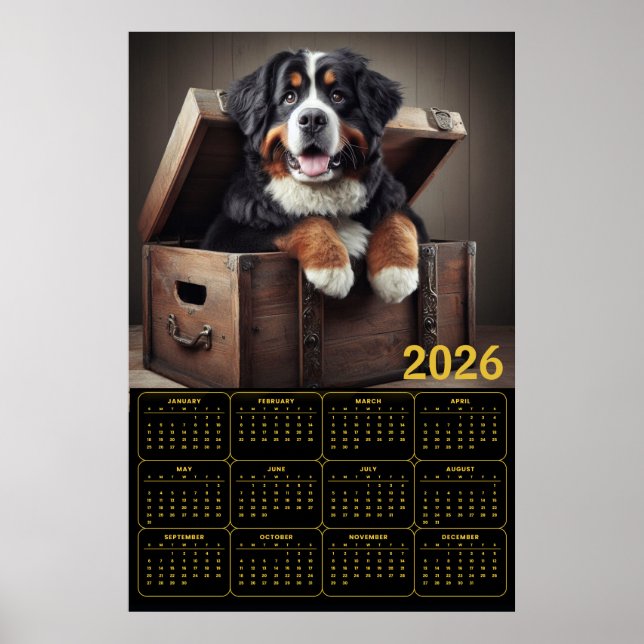 Poster 2026 Bernese Mountain Dog Calendar  (Devant)