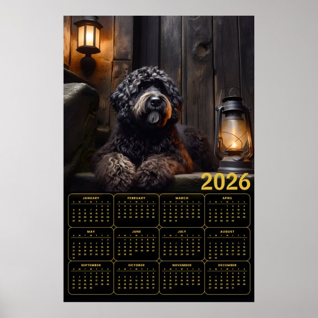 Poster 2026 Black Goldendoodle Calendar (Devant)