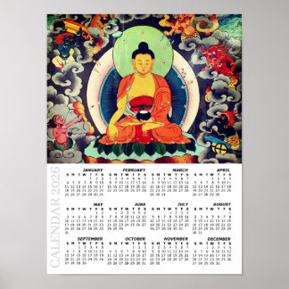 Poster 2026 Buddha Calendar, Shakyamuni painting, Nepal