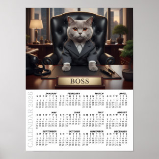 Poster 2026 Calendar, The Boss - Office Fun Cats / Large