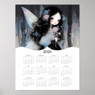 Poster 2026 Cute Fairy Imaginaire Art Calendrier de l'ann