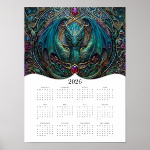 Poster 2026 Dragon Celtic Imaginaire Art Calendrier de l'