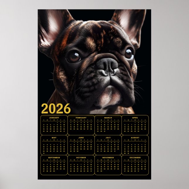 Poster 2026 French Bulldog Calendar (Devant)