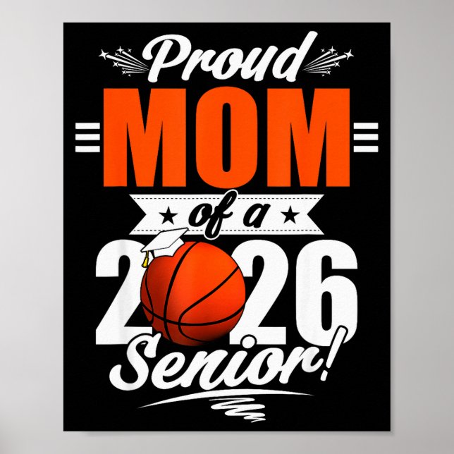Poster 2026 Graduation Proud Mom Of A Basketball Senior  (Devant)
