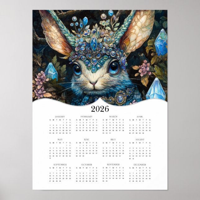 Poster 2026 Imaginaire Rabbit Pleine Année Calendrier du  (Devant)