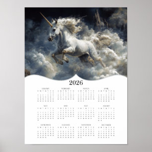 Poster 2026 Imaginaire Unicorn plein année calendrier du 