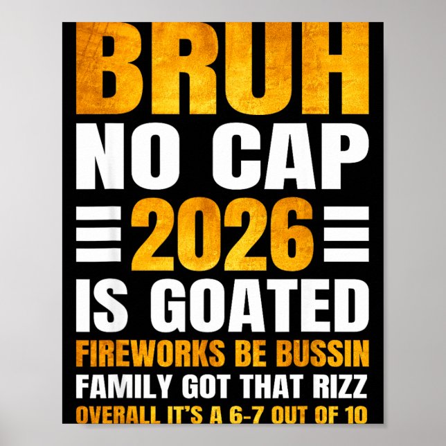 Poster 2026 New Year's Bruh No Cap Countdown Bussin Funny (Devant)
