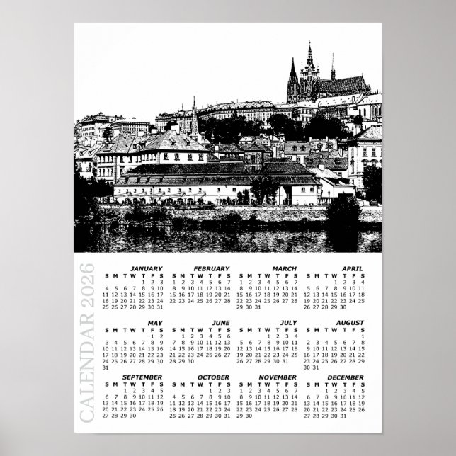 Poster 2026 Prague Calendar, Prague Castle, Czechia (Devant)
