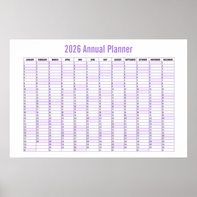 Poster 2026 Year-to-View Wall Planner Calendar  (Devant)