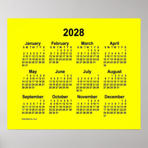 Poster 2028 Yellow Calendar by Janz Print
