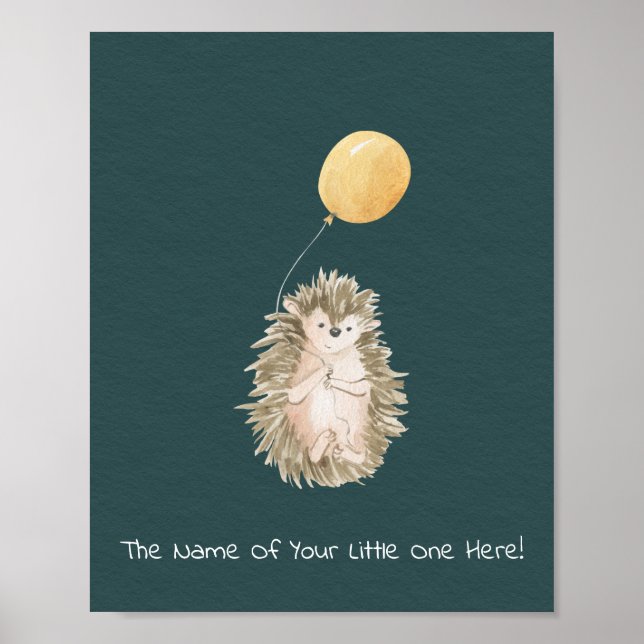 Poster (20,3 x 25,4 cm) - Hedgehog With Balloon (Front)