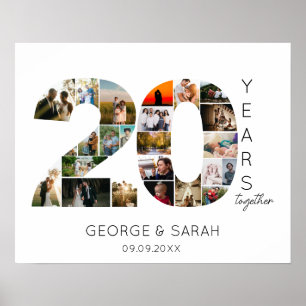 Poster 20 ans de mariage photo Collage Anniversaire Maria