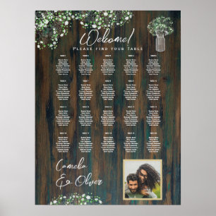 Poster 20 Table Bois rustique Gypsophila Mousse DE SIÈGE 