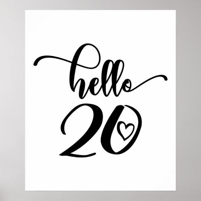 Poster 20e anniversaire Femmes Bonjour 20 mignonnes 20 an (Devant)