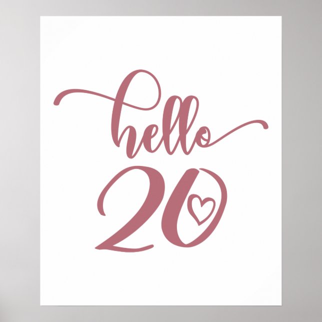 Poster 20th Birthday Women Hello 20 Cute 20 Years Old (Devant)