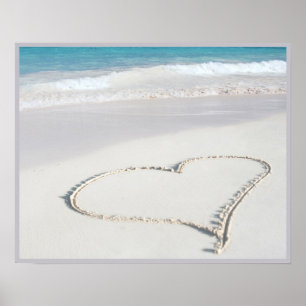 Poster 20x16 Coeur sur la plage Wall Art