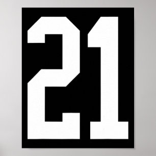Poster #21 Blanc Numéro 21 Style Ventilateur sportif