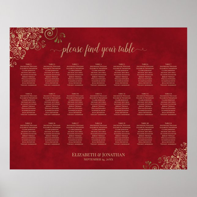Poster 21 Frilles d'or de la table sur le Mariage rouge (Devant)
