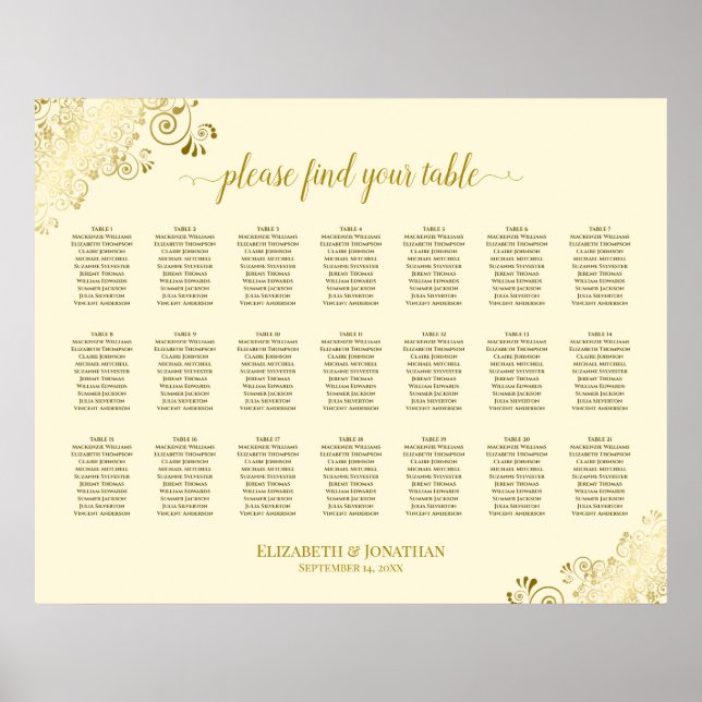 Poster 21 Mariage de table Plafond de crème et d'or (Devant)