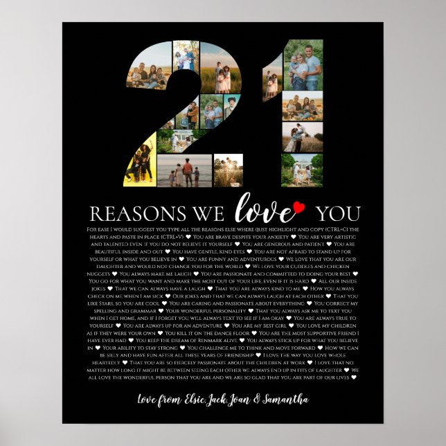 Poster 21 raisons pour lesquelles nous vous aimons photo  (Devant)