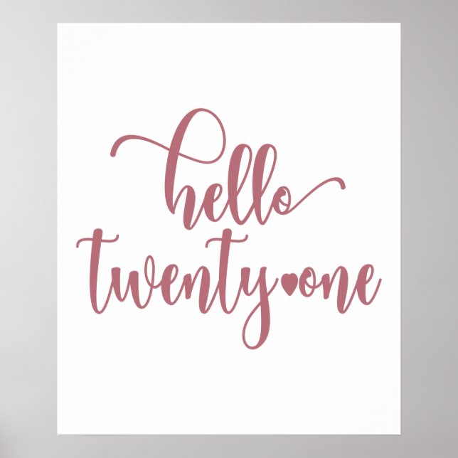 Poster 21e Anniversaire Femmes Bonjour 21 mignonne 21 ans (Devant)