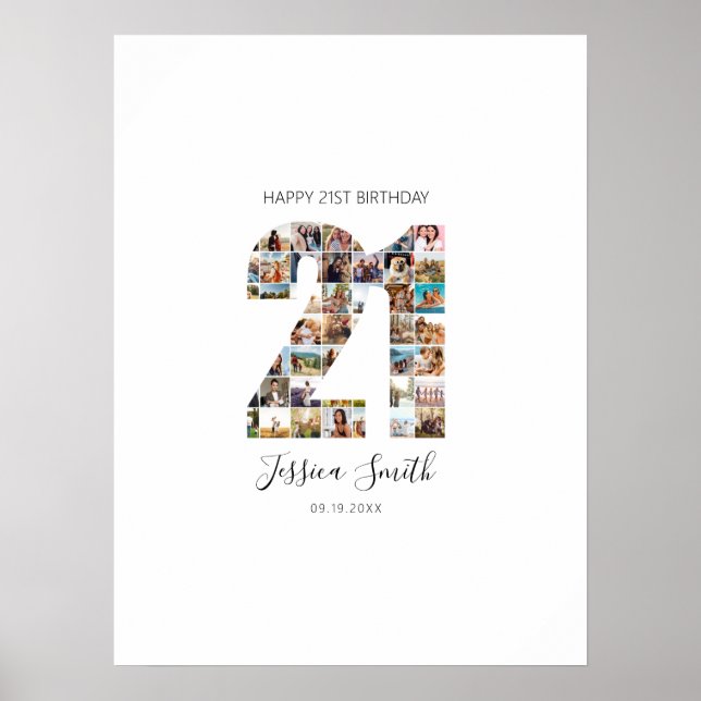 Poster 21e anniversaire Photo Collage panneau d'inscripti (Devant)