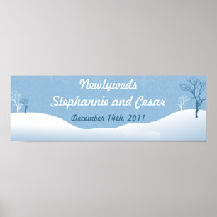 Poster 22.5"x7.5" Personalized Banner Winter Blue Christm