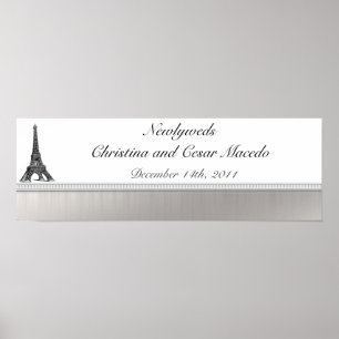 Poster 22,5" x 7,5" a personnalisé Tour Eiffel noir de