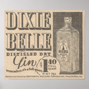 Poster 23 mars 1935 Ad Dixie Belle Gin