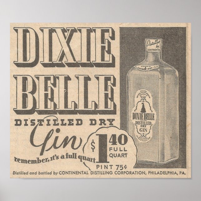 Poster 23 mars 1935 Ad Dixie Belle Gin (Devant)