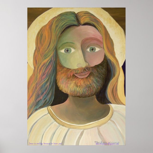 Poster 23" x 32" Jésus sourit parce qu'il vous aime ! (Devant)
