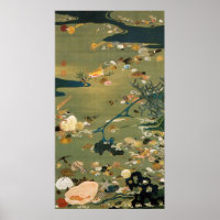 24. 貝 甲 図, 冲 Shells, Jakuchu (Japon) Art, Jakuchu