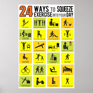 POSTER 24 MOYENS DE FAIRE DE L'EXERCICE DANS VOTRE JOUR