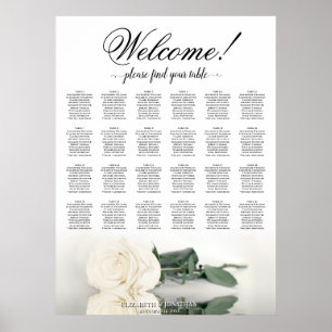 Poster 24 Table Rose blanche Élégante carte de mariage
