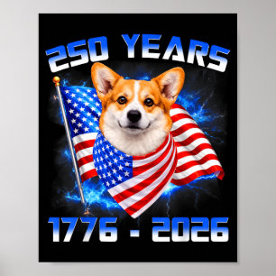 Poster 250 années d'Amérique 1776 2026 Amoureux de chiens