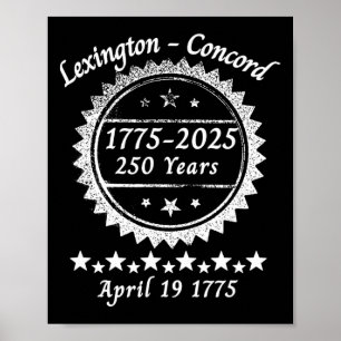 Poster 250 Ans 1775 2025 Concord Lexington Révolutionnair