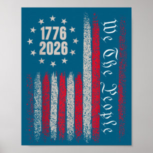 Poster 250 ans 1776 2026 250e anniversaire drapeau États-