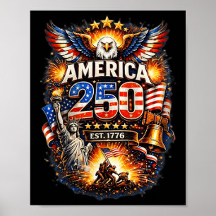 Poster 250 Ans Américain 1776 2026 250e Usa Anniversaire