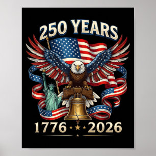 Poster 250 Ans Américain 250e USA Patriotique 4 juillet