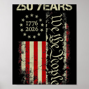 Poster 250 Ans Amérique 1776 2026 Nous Le Peuple Drapeau