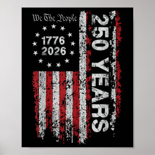 Poster 250 ans Amérique Drapeau 4 juillet indépendance