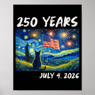 Poster 250 Ans Chat Nuit Étoilée 4 Juillet 250ème