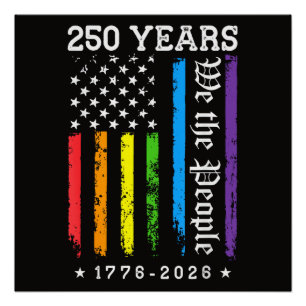 Poster 250 Ans de Drapeau de Fierté LGBT Américain 250e A
