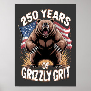 Poster 250 Ans de Fierté de Grizzly Art Patriotique