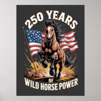 Poster 250 Ans de Puissance de Cheval Sauvage Mustang Art